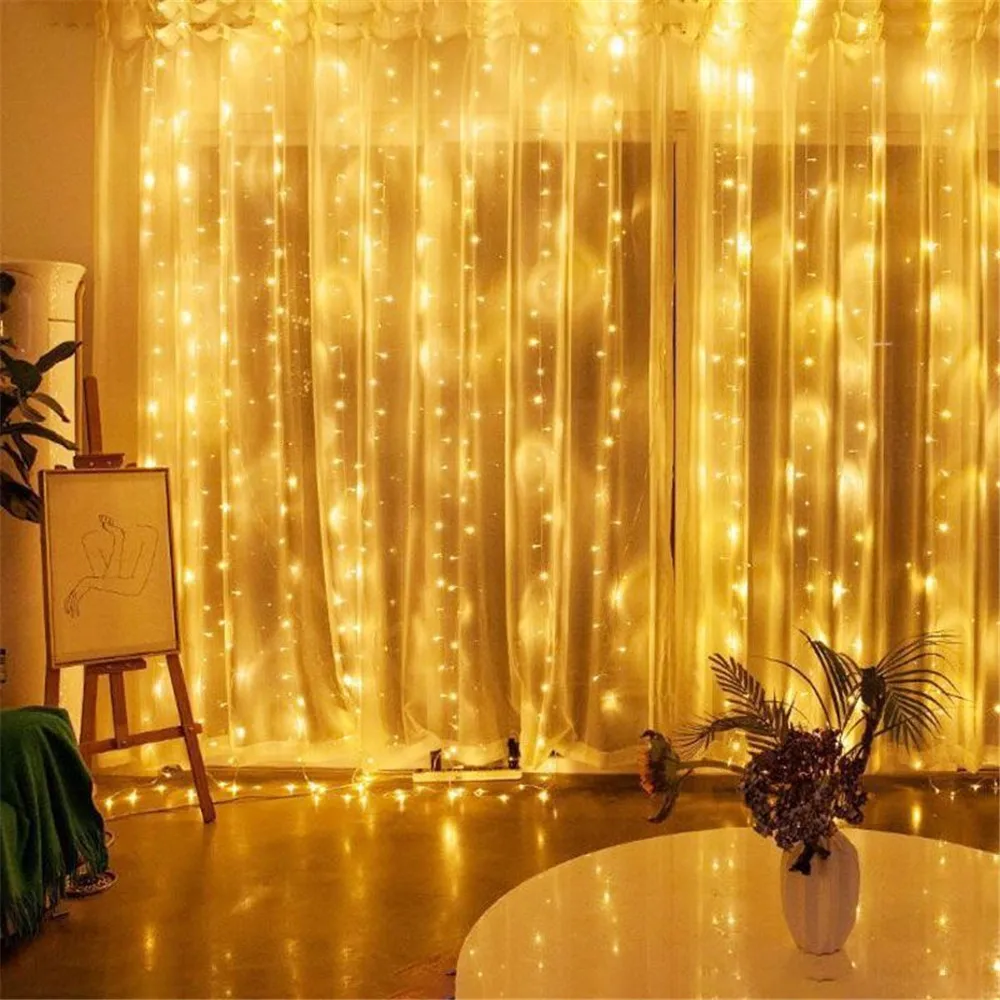 Weihnachten Urlaub LED Dekoration Lichter Fee Schlafzimmer String Girlande Beleuchtung Vorhang Lichter Mit Fernbedienung