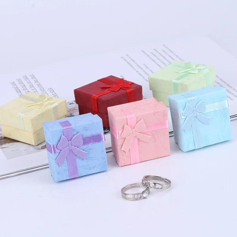 12pcs 패션 보석 포장 상자 멀티 컬러 귀걸이 반지 상자 보석 선물 홀더 4*4*3CM 도매