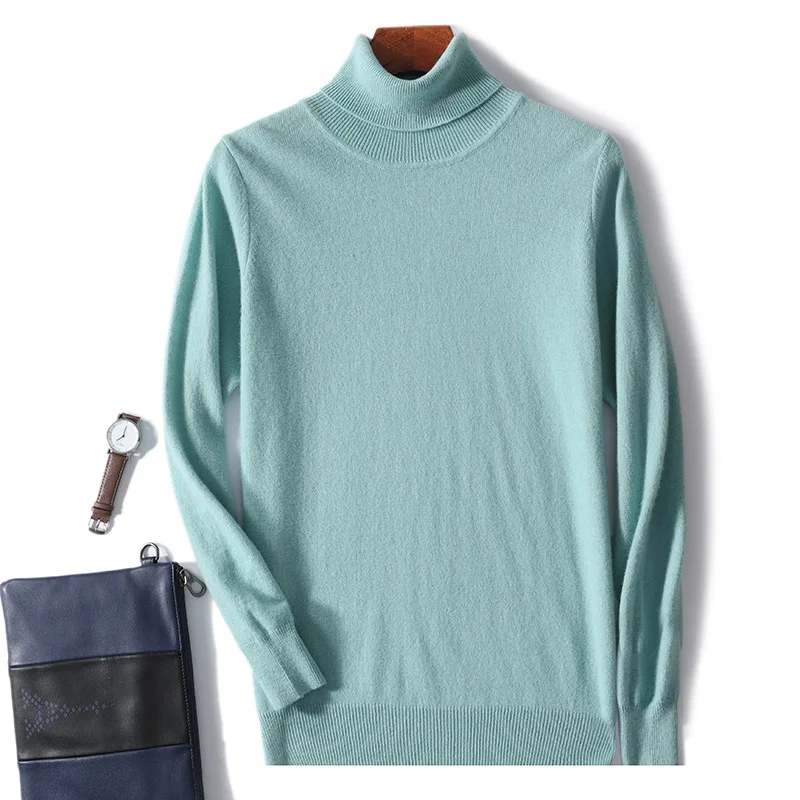 Herren-Rollkragenpullover aus 100 % reiner Wolle für Herren, 2024, Herbst und Winter, große Größe, lockerer Strickpullover, warm halten, Oberteile, Herrenpullover