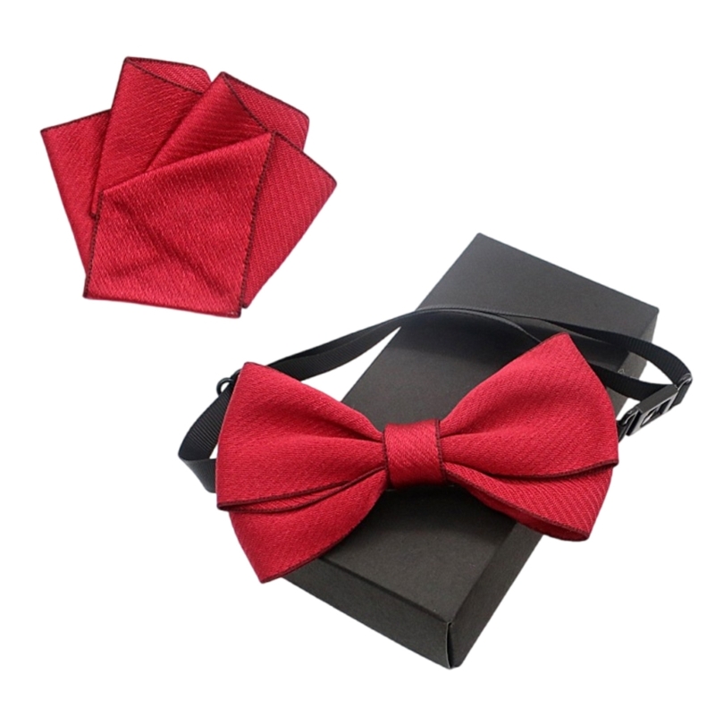 เด็กปรับ Pre Tied Bowtie และ Pocket Square ผ้าเช็ดหน้าชุดสำหรับการจัดส่ง Drop อย่างเป็นทางการ