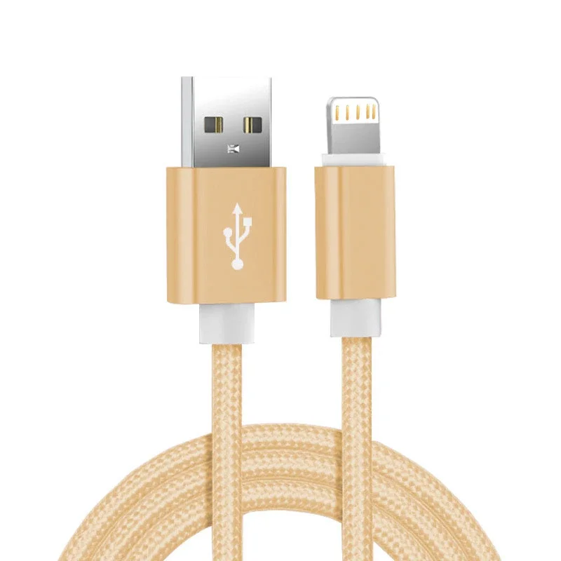 Metal Nylon Braided Fast Charging Data Cord 1m 2m 3m USB Charger Cable For iPhone 14 8 7 6S Plus X XR XS 11 12 13 Pro Max iPad 9