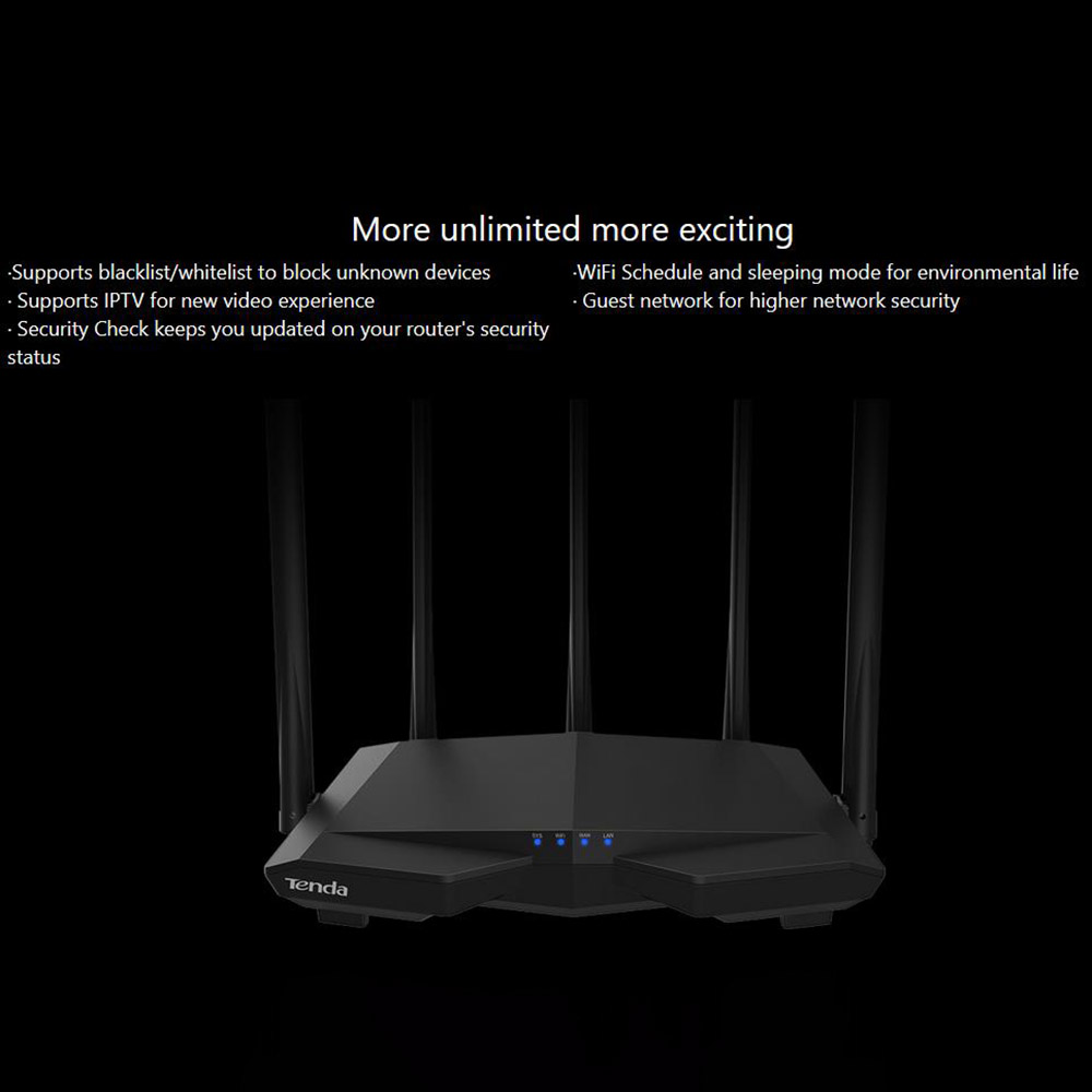 Tenda-enrutador inalámbrico de doble banda AC7, repetidor de rango Wifi con 5 antenas de alta ganancia de 6dBi, extensor de cobertura más amplia, AC1200