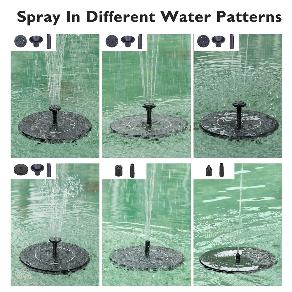 13/16/18cm Solar Fountain Pump Floating Solar Panel Bird Baths Water Fountain with 8 Nozzles For Outdoor Garden Pool Pond Decor