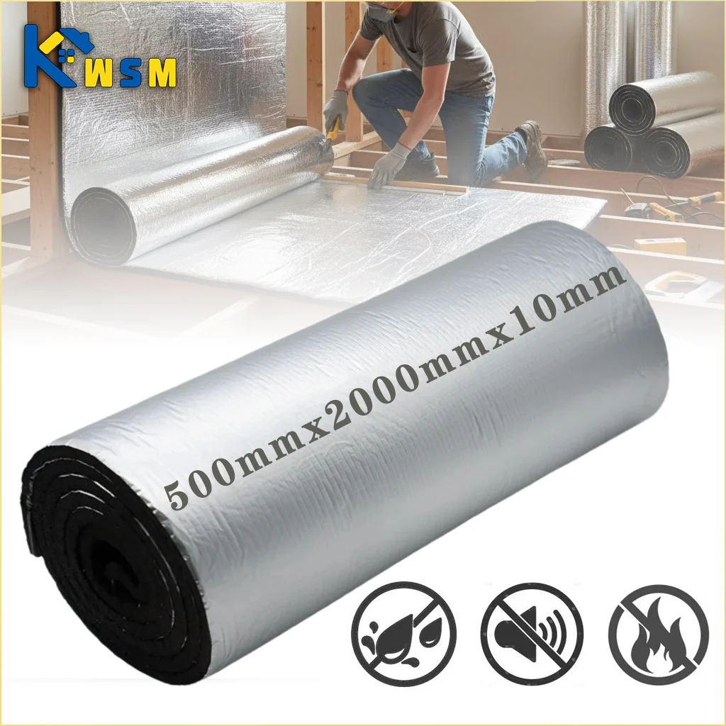 Tapete à prova de som com isolamento térmico, 10mm, barreira de calor, rolo de espuma, parede de casa, porta, redução de ruído acústico, painel de manutenção quente