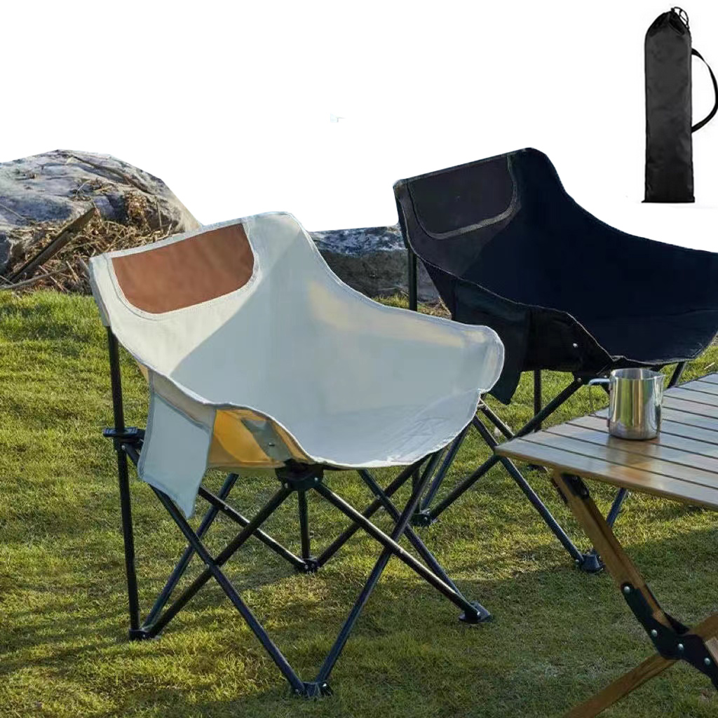 Silla portátil de aleación para exteriores, silla plegable para acampar, pescar, jardín, playa, Luna, respaldo