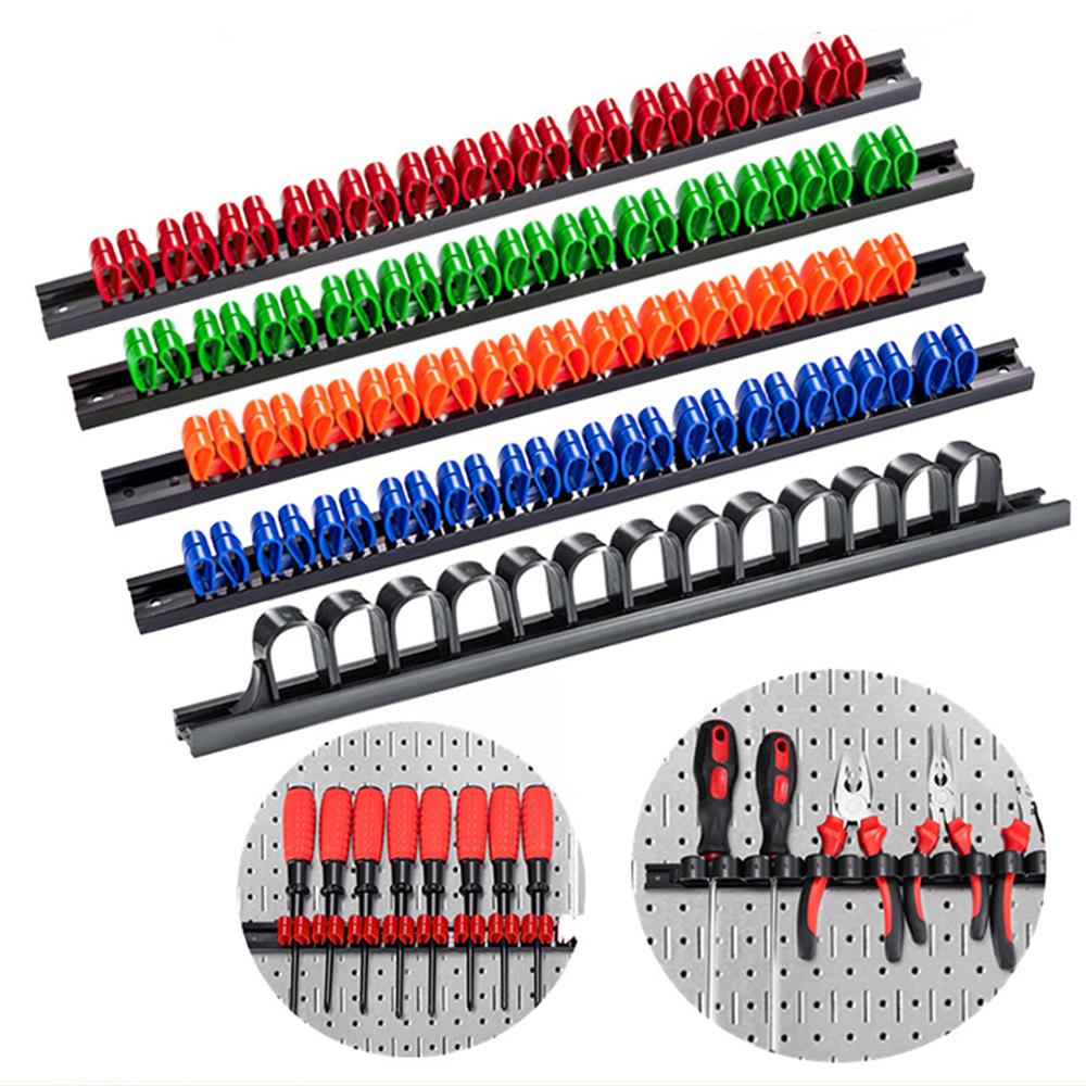 Wrench Organizer com clipes, Hand Tool Holder, Plastic Rail, chave de fenda Hanger, armazenamento Rack para Knife Wrench
