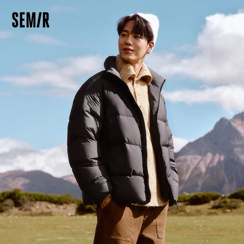 Semir jaqueta masculina inverno três à prova de vento impermeável resistente a manchas grosso gola puffer casaco leve quente