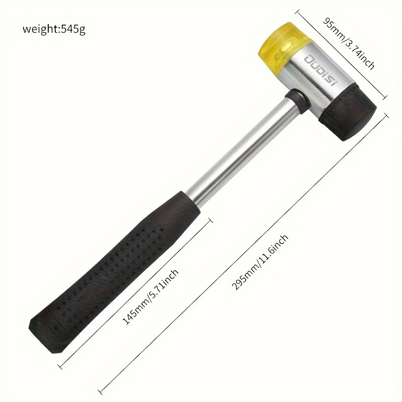 Martillo de goma de 1 pieza, equipado con medidor de mandril de anillo de madera para reparación y ajuste, martillo de instalación de goma, hamac de percusión