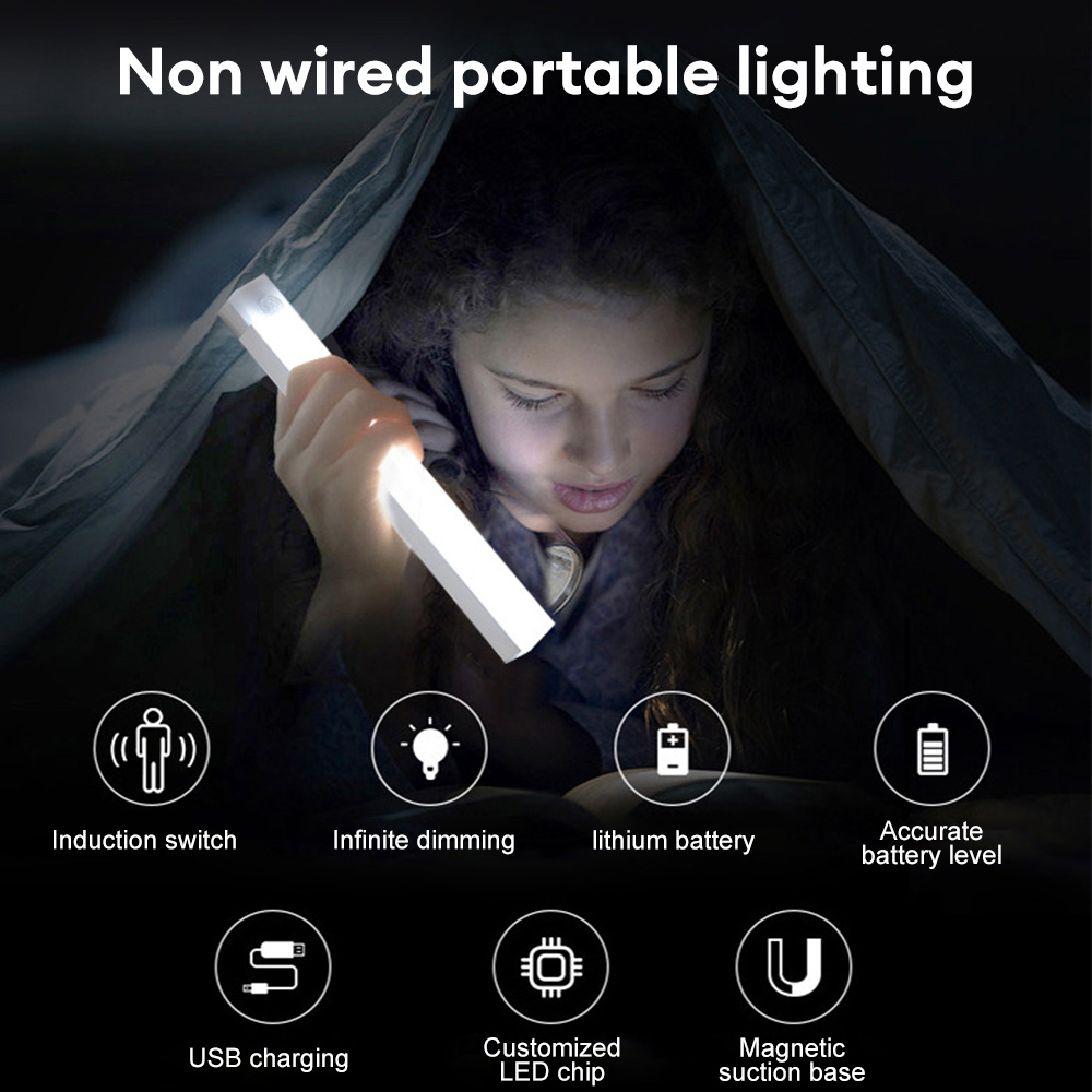 Luz LED nocturna inalámbrica con Sensor de movimiento, lámpara de armario magnética recargable de 20/30/50cm, luz debajo del pasillo