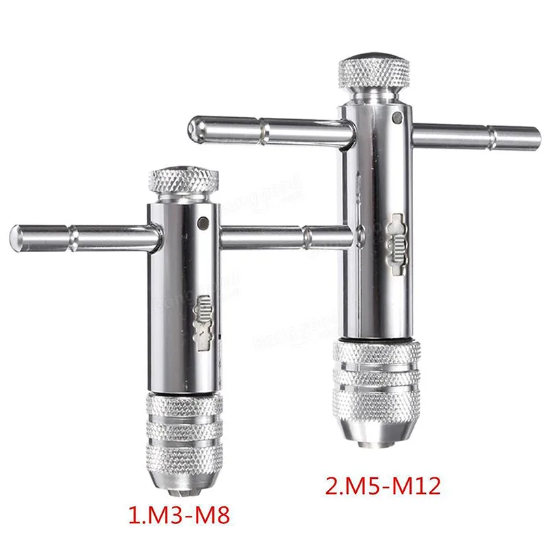 M3-8 ajustable con mango en T, llave de grifo de trinquete, soporte de tornillo, rosca macho, enchufe métrico, herramientas de taller mecánico, herramienta de mano
