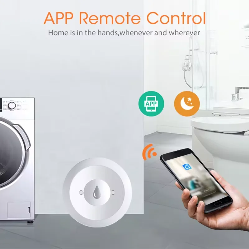 Sensor de agua Tuya Zigbee, Detector de fugas de inundación, monitoreo remoto por aplicación para cocina/baño, soporte para asistente doméstico Zigbee