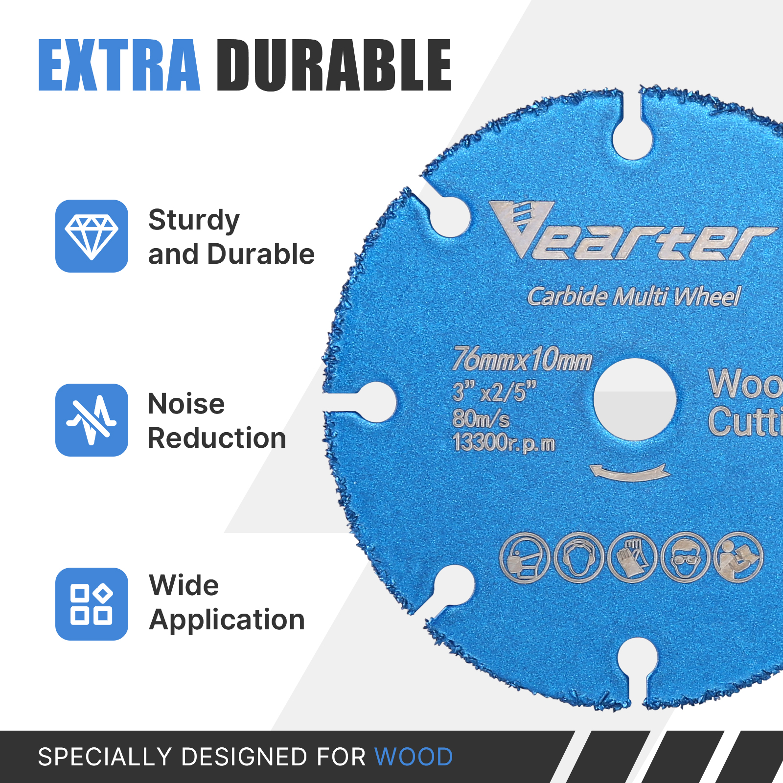Vearter 76มม.× 10มิลลิเมตรสูญญากาศทังสเตนคาร์ไบด์เลื่อยไม้ตัด Multitool ล้อสำหรับมุมเครื่องบดไม้