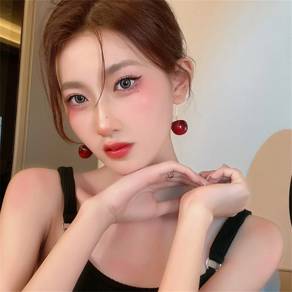 Simpatici orecchini in acrilico con frutta ciliegia Orecchini in resina alla moda con ciliegia per le donne Accessori alla moda per gioielli Kpop
