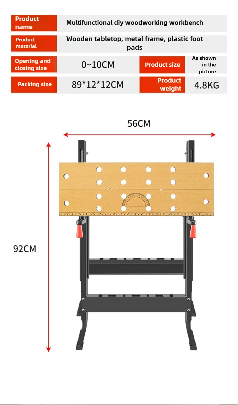 Multifunctional Carpentry Workbench Folding Woodworking Table Saw Household Portable Combined Tool Decoration Wood Working Table