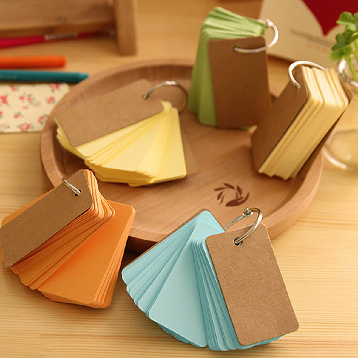 Creative สีทึบแหวนหัวเข็มขัด Note Pad แบบพกพา Notepad แบบพกพา Word Card หลวมหนังสือสํานักงานวัฒนธรรมอุปกรณ์