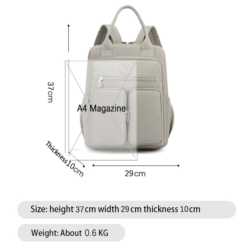 Mode femme sac à dos imperméable en Nylon poignée souple solide multi-poches voyage fermeture éclair Feminina sacs d'école sac à dos pour ordinateur portable