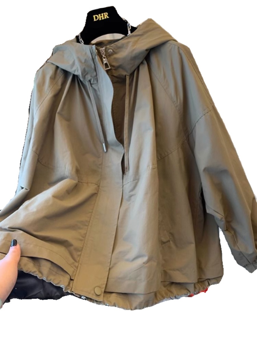 Elegant Hooded Short Jacket Women's Spring Autumn New Loose Small Size Climbing Clothes Commute Sle No Brand Registered Tra...