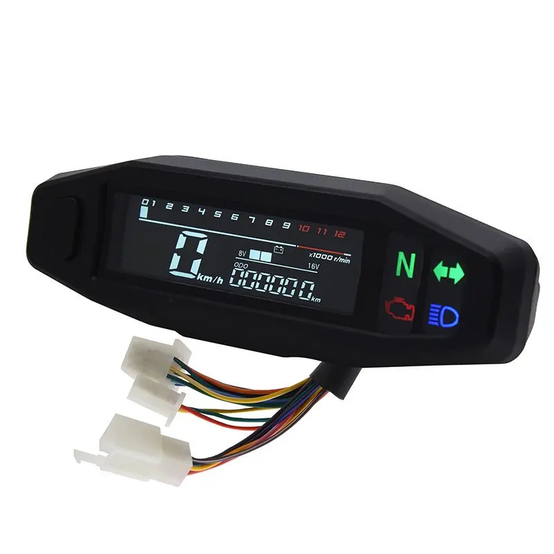 Universal รถจักรยานยนต์ดิจิตอล Speedometer มาตรวัดน้ํามัน TACHOMETER เมตร Cluster TURN ไฟสัญญาณ