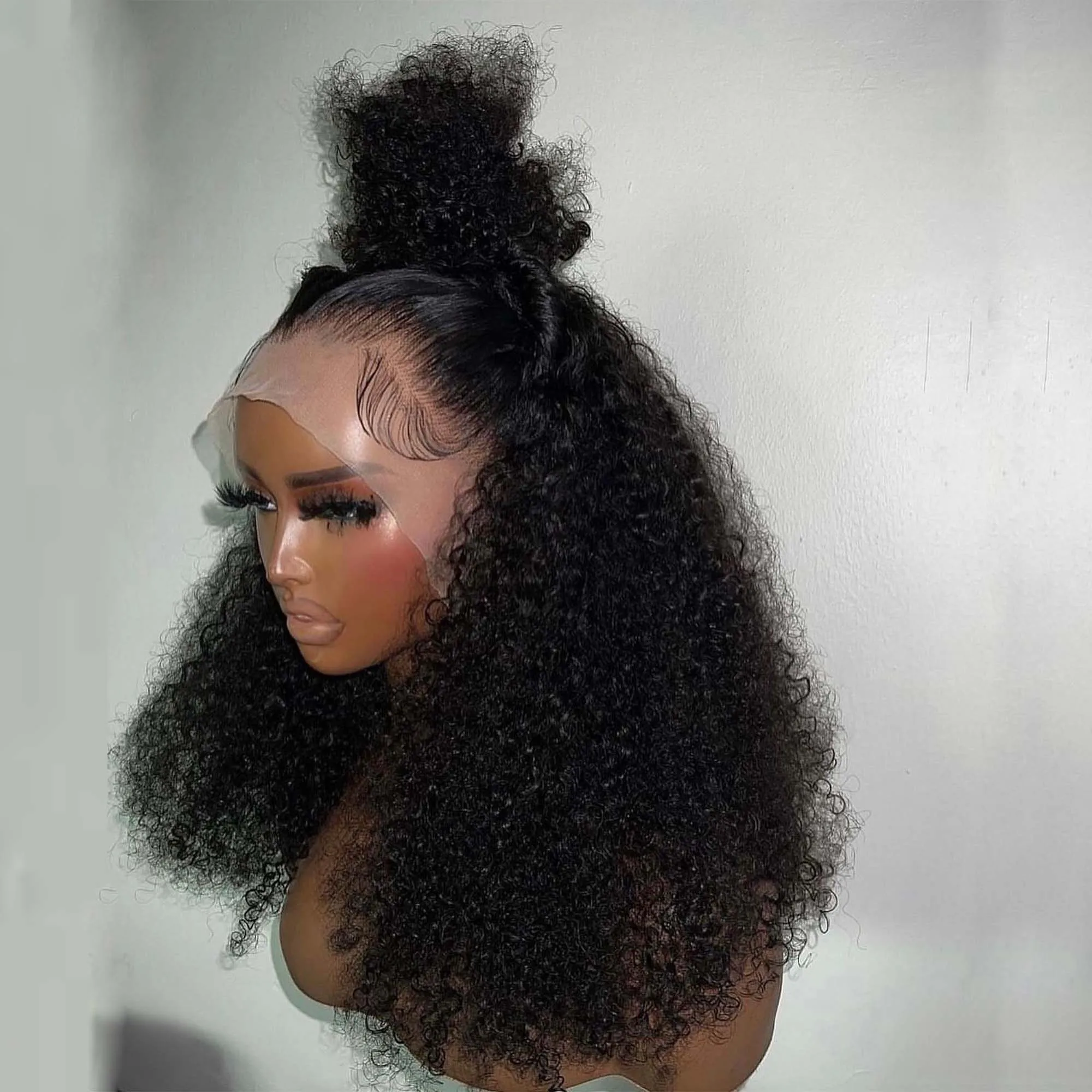 Profundo encaracolado bob perucas 13x4 transparente laço frontal perucas de cabelo humano 200% densidade 100% cabelo humano onda profunda bob peruca para preto