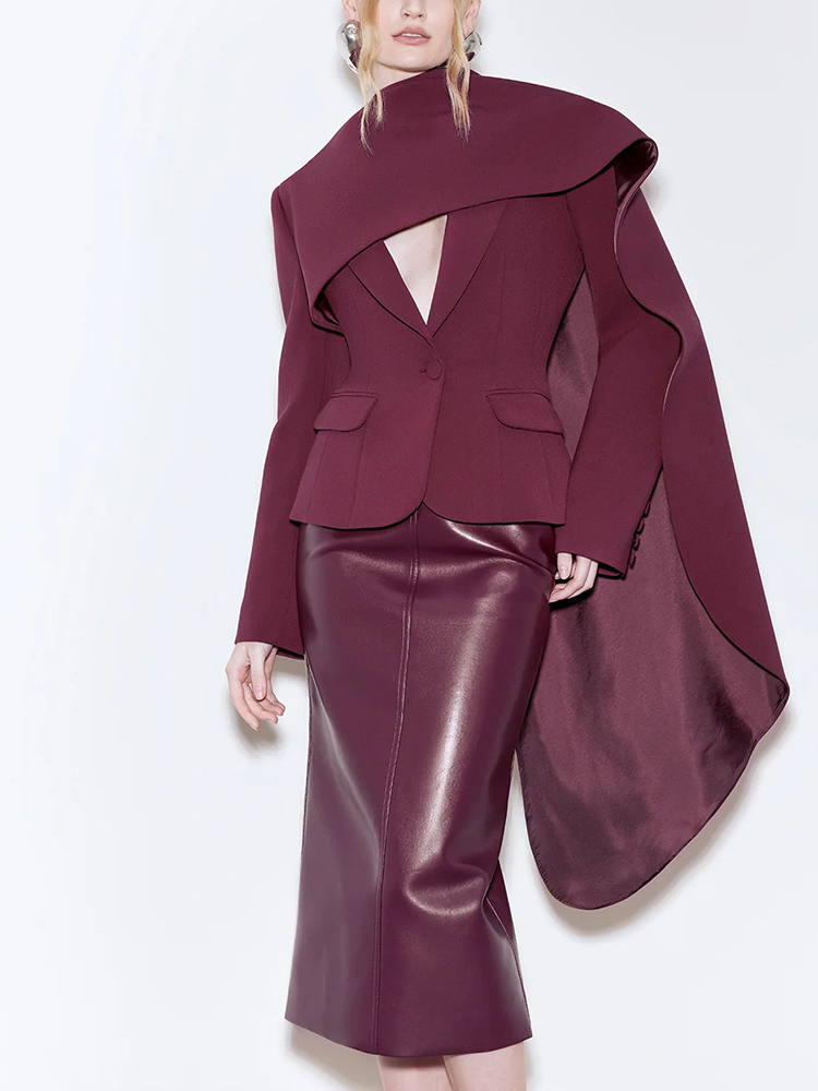 TWOTWINSTYLE, chaquetas lisas con bolsillos empalmados para mujer, bufanda, cuello, manga larga, temperamento, abrigos de diseñador, estilo de moda femenina