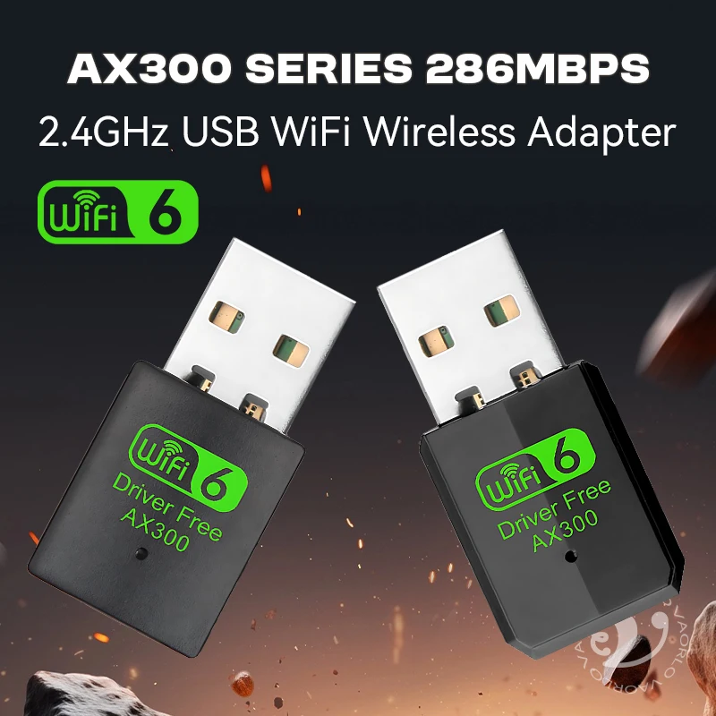 WiFi6 USB Draadloze Netwerkkaart 2.4G High-Speed AX300 Drive Gratis Mini WIFI Adapter Ontvanger Dongle WLAN 286 Mbps Voor Win 7/10/11