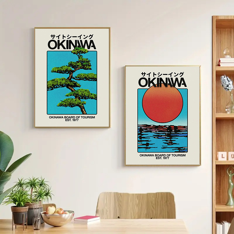 Japan Okinawa Reizen Groene Wilg Tree Canvas Poster Abstract Open Your Mind Wall Art Prints voor Moderne Woonkamer Home Decor