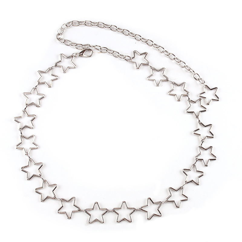 Cinturón de cadena de Metal con forma de estrella para mujer, vestido Y2k, Falda corta, cinturón de cadena con personalidad de estilo japonés, cinturón de cintura para vestido de estudiante