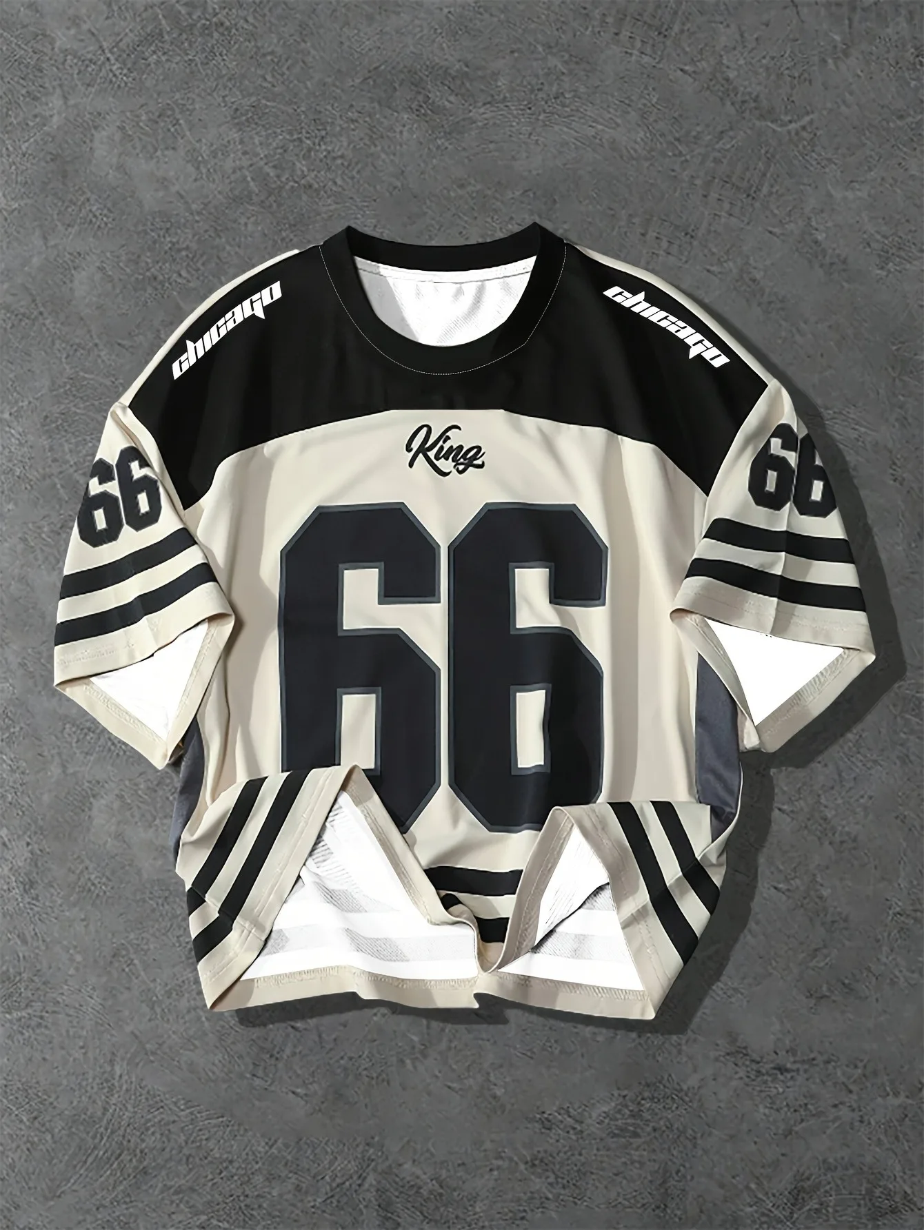 Camiseta informal con cuello redondo para hombre, jersey de poliéster con estampado del alfabeto de Chicago para verano, ropa de calle diaria al aire libre