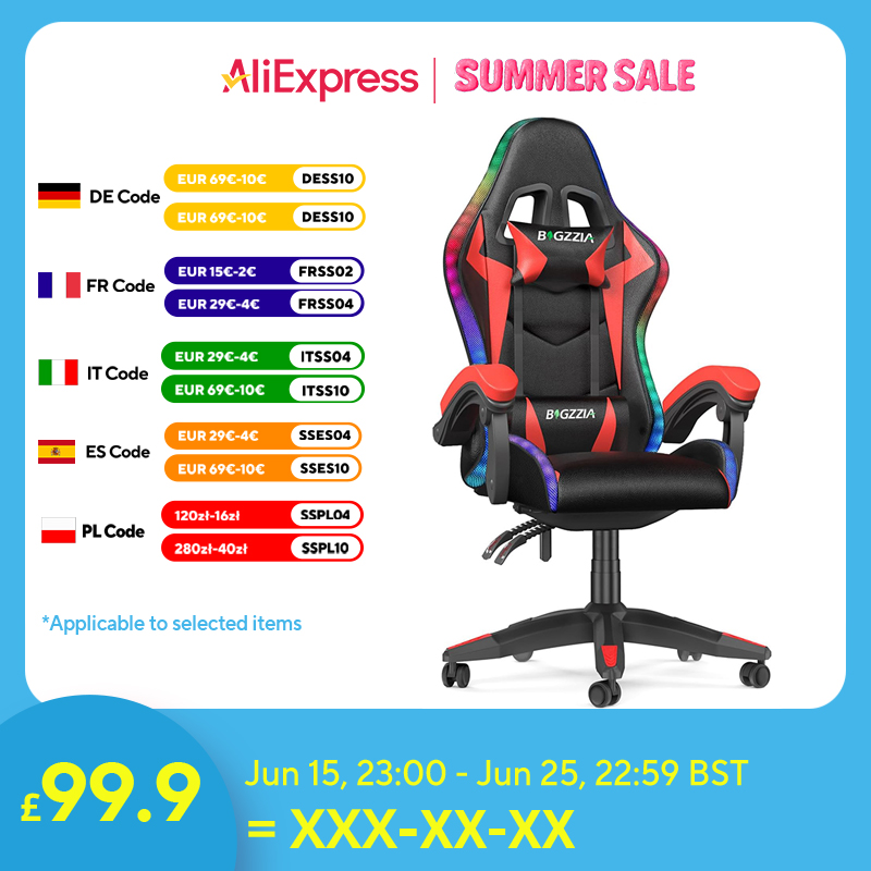 Gaming Chair with LED Gaming Chair Gamer Chairs RGB Light Lighting Computer Chair Height Adjustable Ergonomic Office Chair