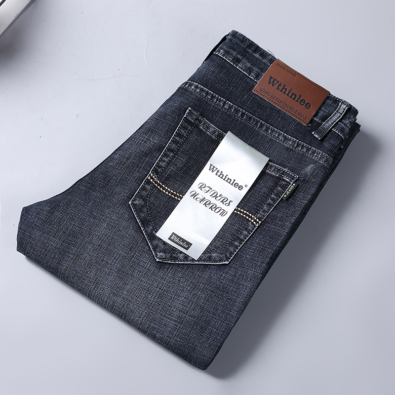 Nuevos pantalones vaqueros de negocios para hombre, pantalones vaqueros informales rectos elásticos a la moda, pantalones vaqueros de trabajo clásicos azules y negros, ropa de marca masculina
