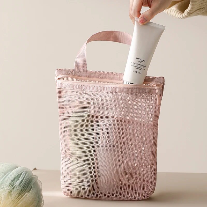 23x26cm Portable Toiletry Bag with Handy Handle Large Capacity Mesh Toiletry  Storage Bag Makeup Bag for Business Trips Travel