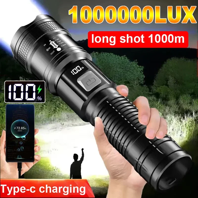 Draagbare oplaadbare LED-zaklampen Krachtige militaire tactische zaklamp Telescopische zoomzaklamp Outdoor Camping Vissen