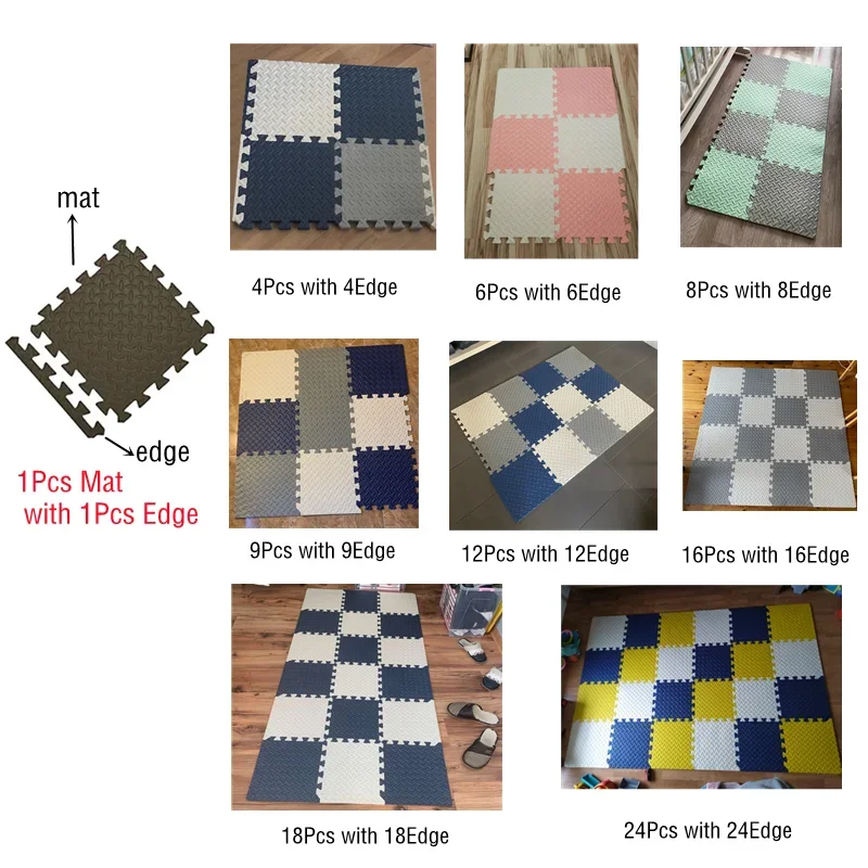 Alfombra de juego de espuma para bebé, tapete de rompecabezas para niños, baldosas de ejercicio entrelazadas, alfombra de juguete, alfombra suave de 30x30x1cm, 16 Uds.