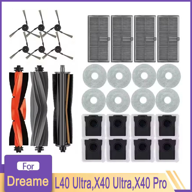 Brush For Dreame L40 ultra / X40 Ultra Robot Vacuum Accessories Dust Bags Mop Main Side Brushes Cloths HEPA Filters Spare Parts
