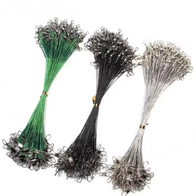 물림 방지 스틸 낚싯줄 스틸 와이어 리더 스위블 포함 낚시 액세서리 리드 코어 리쉬 낚싯줄 15cm 20cm 30cm