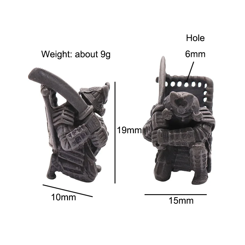 Espada ancha japonesa Samurai EDC cuchillo de latón cuentas cordón colgantes herramienta al aire libre DIY Paracord pulseras tejidas accesorios de dijes