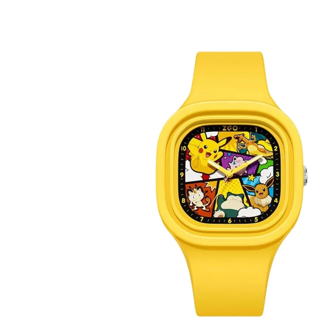 子供用pikachuスクエアシリコンデジタルリストウォッチ、漫画ポインター、発光、男の子、女の子、子供、誕生日、フェスティバル、ギフト、新しい