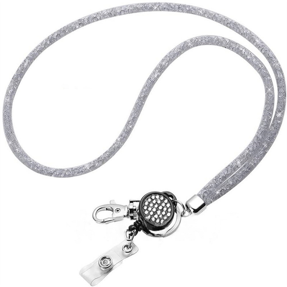 이름 태그 카드 배지 홀더 릴 체인 클립, 목걸이 스트랩, 개폐식 끈 ID