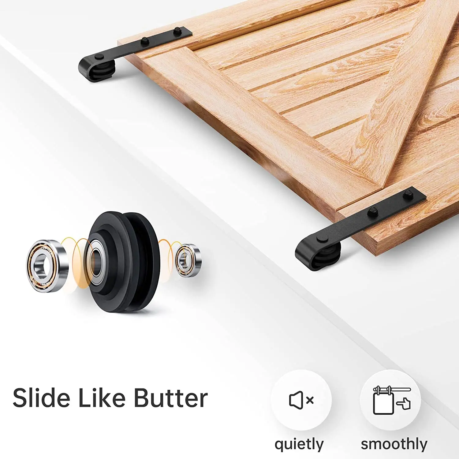 6/6.6/9 FT Heavy Duty Sliding Barn Door Hardware Kit Basic J Pulley Slide Smoothly Quietly Easy Install Door Track and Rollers