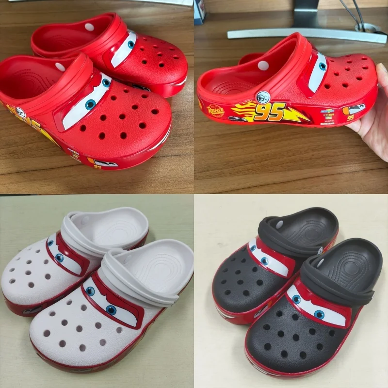 Mcqueen Car-zapatos antideslizantes para hombre y mujer, zapatillas Baotou con agujeros para la playa, aumento de altura al aire libre, regalos