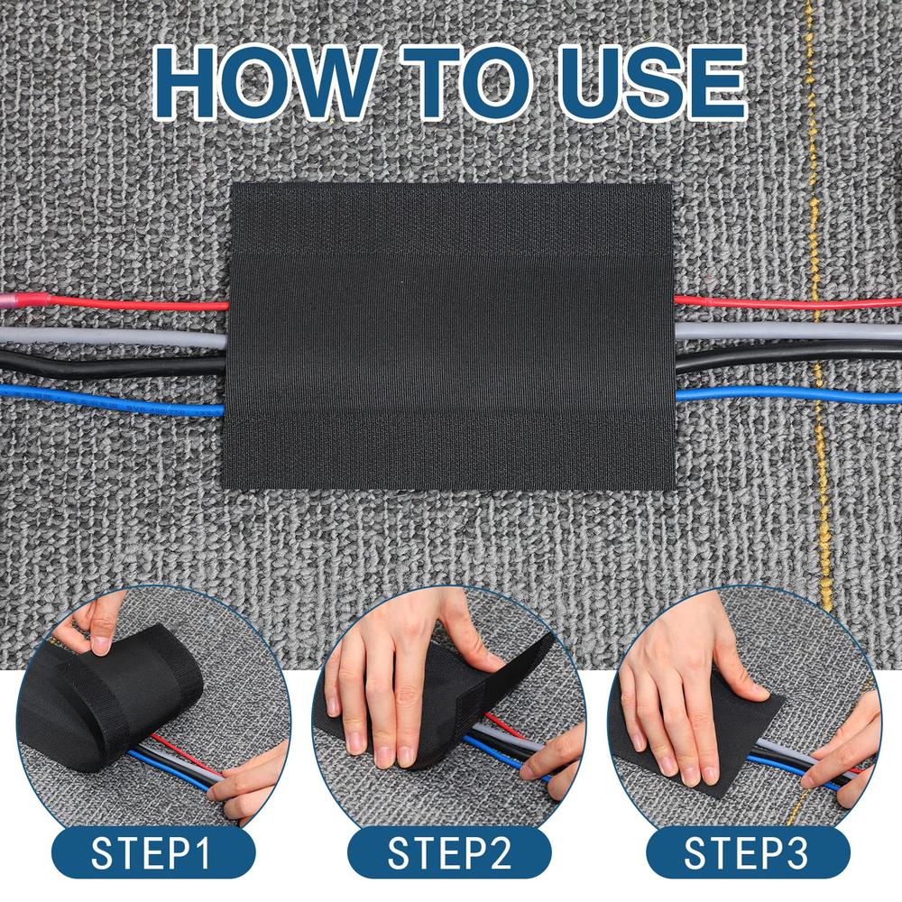 Floor Cable Cover Protector Organizer Management Commercial Office Carpet Black 147.64ft Reusable Clean Grips Loop Easy Cut Tidy