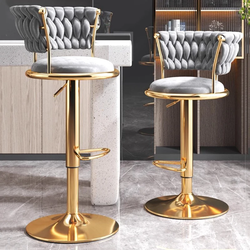 Cadeira de bar comercial com pernas douradas, pesada, moderna, redonda, nórdica, resistente, altura, cadeira rotativa, móveis de alta qualidade