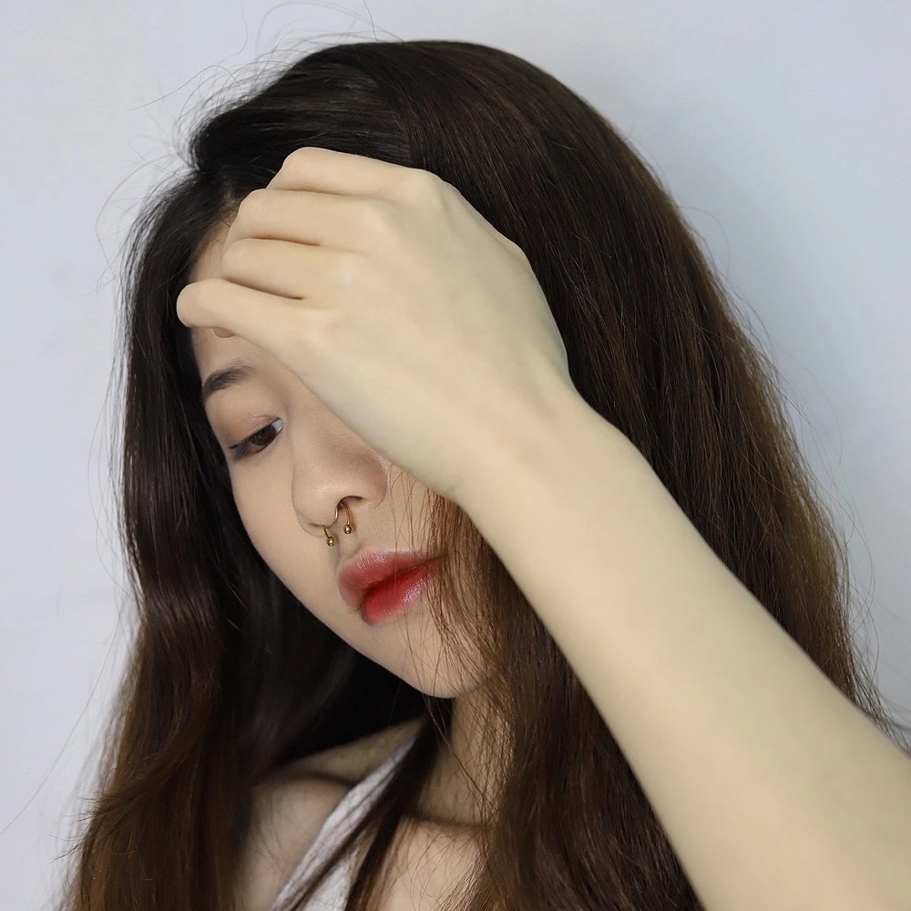 Ímã de aço inoxidável anel de nariz falso para mulheres, piercing do septo, moda, gótico, rocha, jóia do corpo, presentes, 5pcs