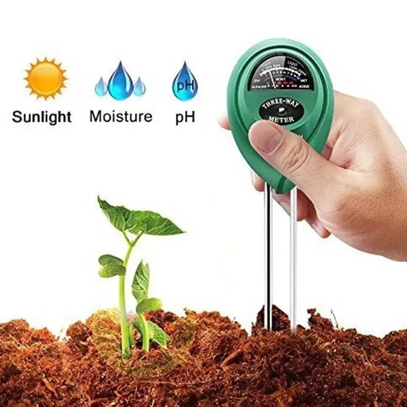 Medidor de PH de humedad del agua del suelo 3 en 1, medidor de acidez del agua del suelo, luz de humedad, prueba de PH, plantas de jardín, flores, probador húmedo
