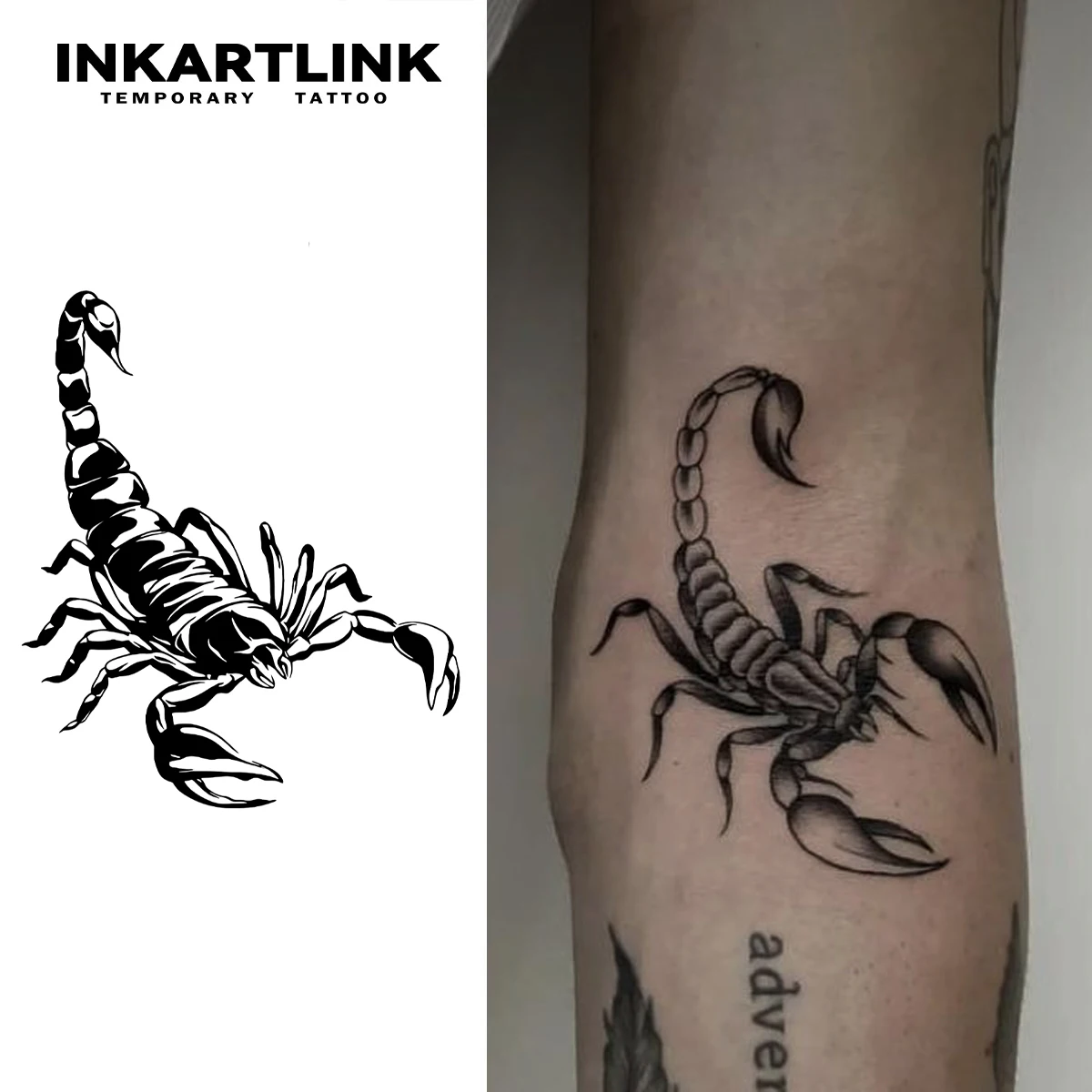 Temporärer Tattoo-Aufkleber von Scorpion, wasserfestes magisches Tattoo, hält bis 15 Tage langes Fake-Tattoo, semi-permanentes Tattoo