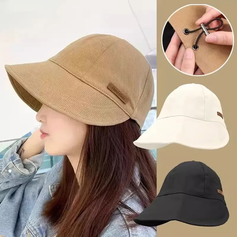 Sombrero para el sol plegable para mujer, sombrero de pescador para playa al aire libre, protector solar, gorra con protección UV, gorras de cubo de ala ancha de algodón ajustables