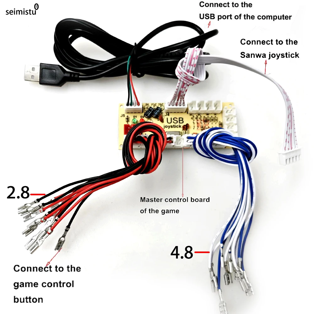 DIY Arcade USB Null Verzögerung Encoder PC zu Joystick Arcade Rocker Platine Steuermodul für PS2 PS3 mit Kabel Druckknopf