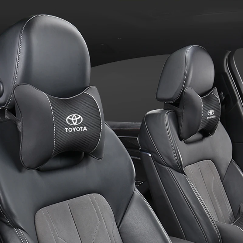 Reposacabezas de asiento de coche, almohada de cuello con logotipo automático para Toyota Camry Auris Corolla Yaris Aygo RAV4 Prius CHR Hilux Avensis Land Cruiser, 1 Uds.