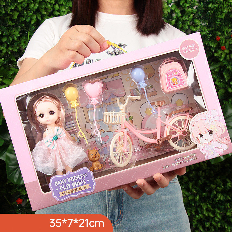 おもちゃ BJD 人形女の子のためのギフトプリンセスバッグペットショップ自転車ジョイント可動フルセット DIY おもちゃ子供のおもちゃ誕生日クリスマス