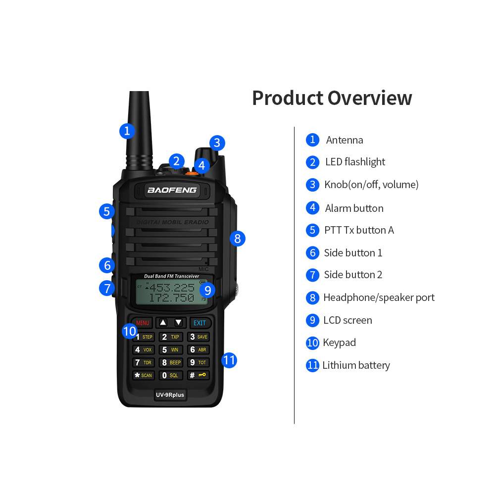 BAOFENG UV-9R Plus Tragbares Funkgerät Dualband Handheld Walkie Talkie FM Transceiver IP67 Wasserdicht Staubdicht